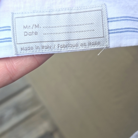 Eleventy Stripe Mandarin Collar Cotton button up shirt NWT M - Picture 10 of 14